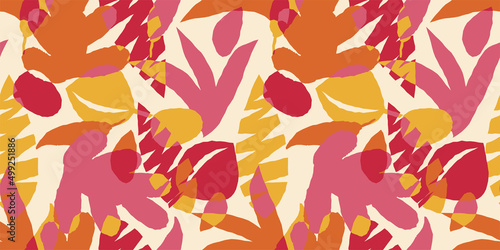 Botanical illustration background. Seamless pattern.Vector. 有機的なイラストパターン
