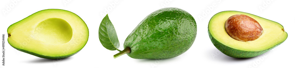 Avocado set isolated on white background Avocado set isolated on white background