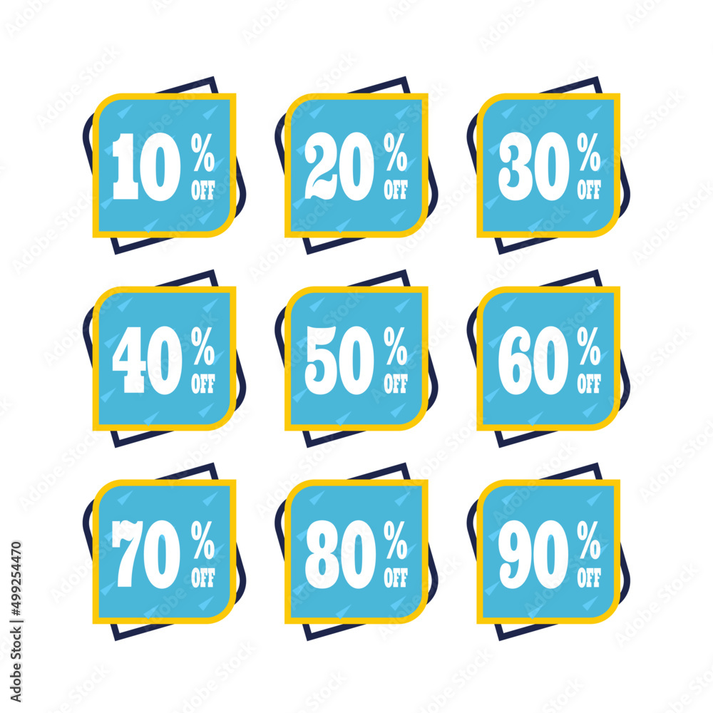 Sticker Discount, Label Promotion, Price Badge Percent Vector Illustration
