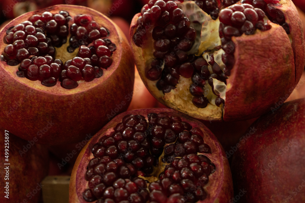 pomegranate fruit and seeds on the market pomegranate fruit and seeds on the market
