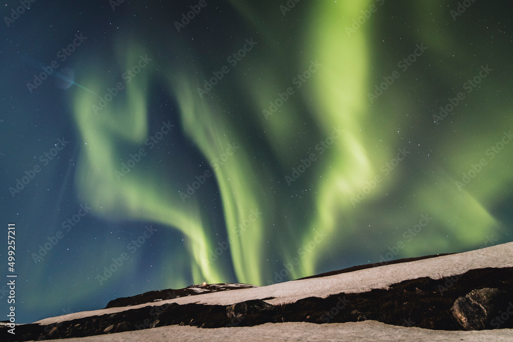 Northern Lights (Aurora Borealis) in Norway during wintertime