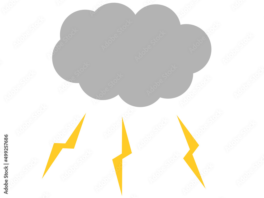 雲と雷のイラスト シンプルべた塗り 天気予報マーク Stock Vector Adobe Stock