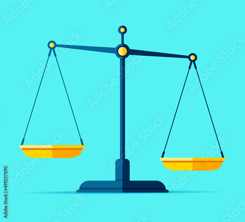 Scales icon in flat style. Libra symbol, balance sign. Vector design element for you project on color background