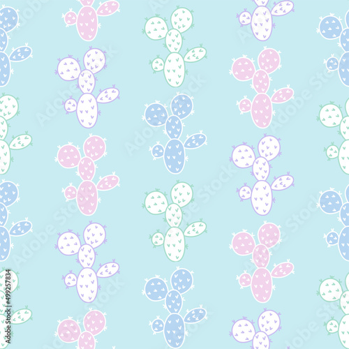 Vector seamless half-drop pattern, with cactus