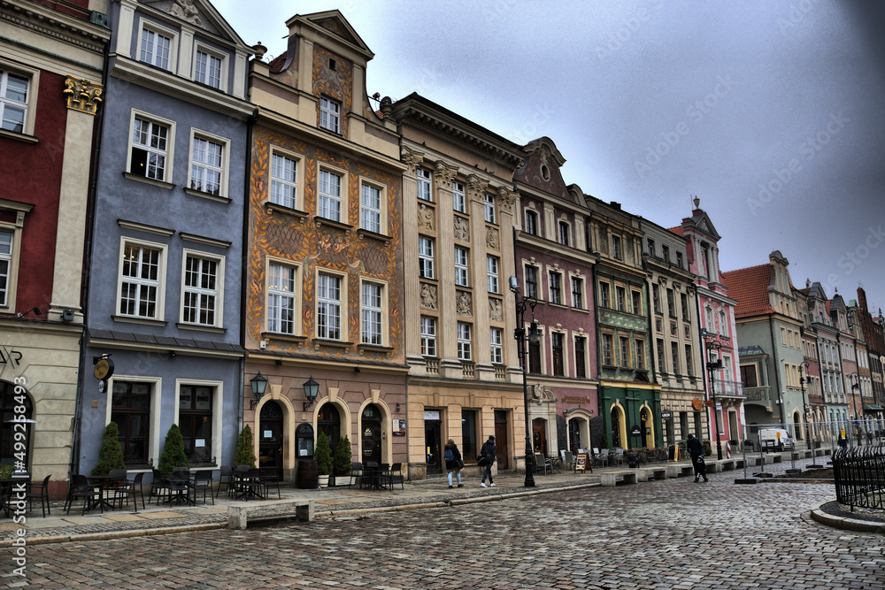 Views of the different tourist places in Poznan, Poland. Ostrow Tumsky. Town Hall Square. Fisherman's Houses