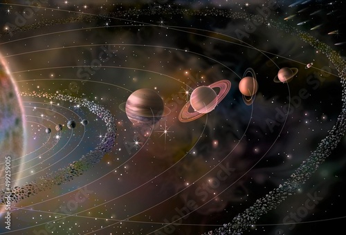 Wallpaper Mural Solar system with its nine planets (Mercury Venus Earth Mars.