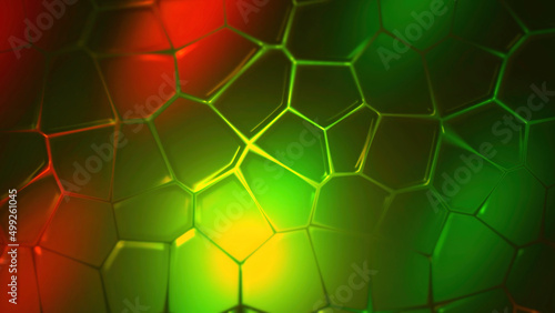 Colorful background with moving mosaic bubbles. Motion. Mosaic background with moving polygonal bubbles. Bubbles move and flow into each other on surface