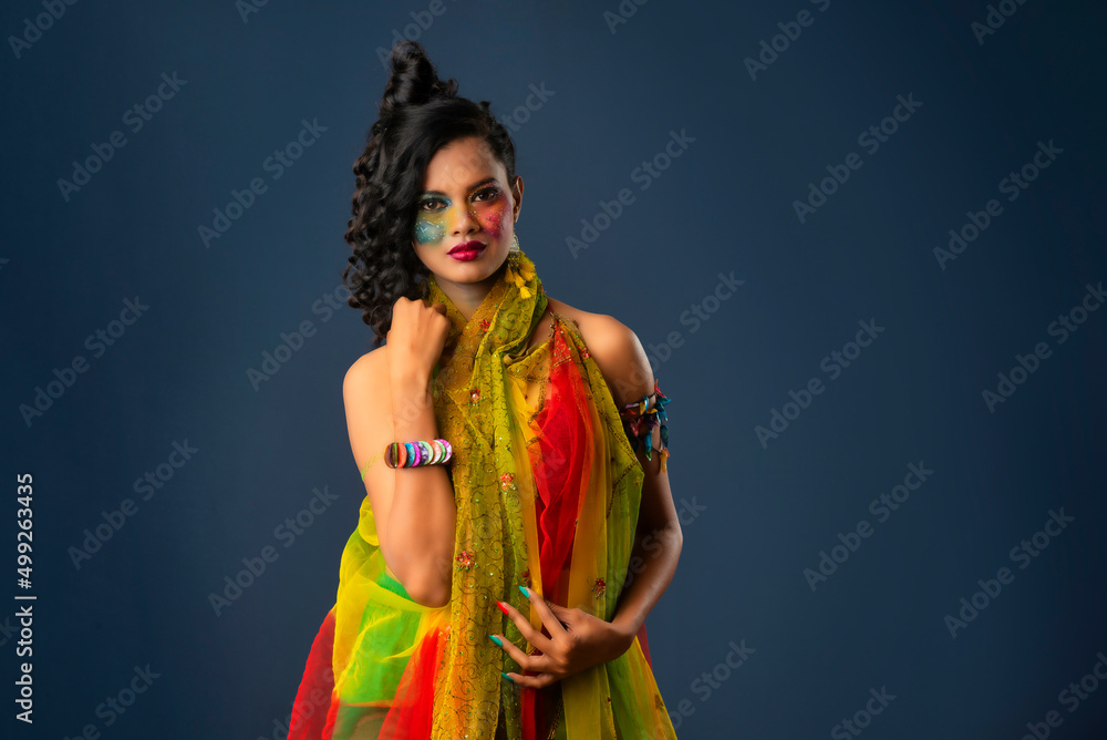 A gorgeous Young model beautiful woman or girl with perfect art creative makeup like a butterfly. A gorgeous Young model beautiful woman or girl with perfect art creative makeup like a butterfly.