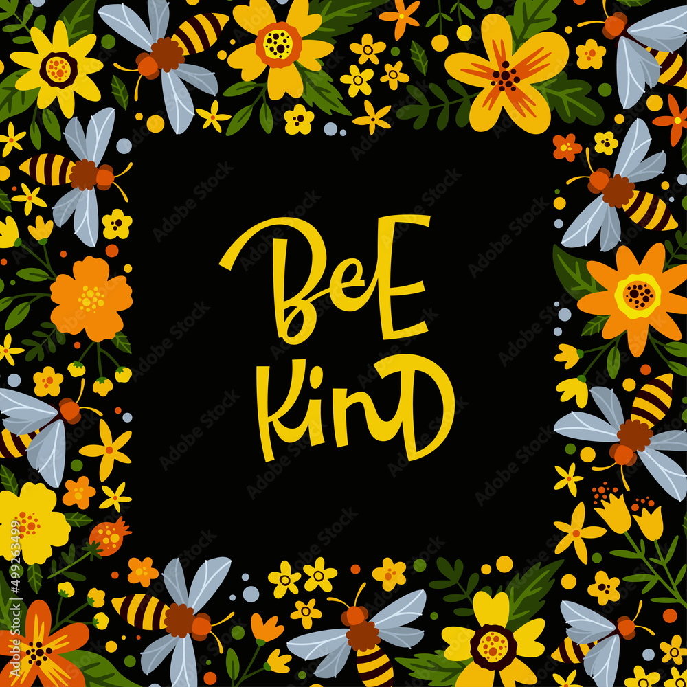 Placard with Bee Kind inscription Placard with Bee Kind inscription