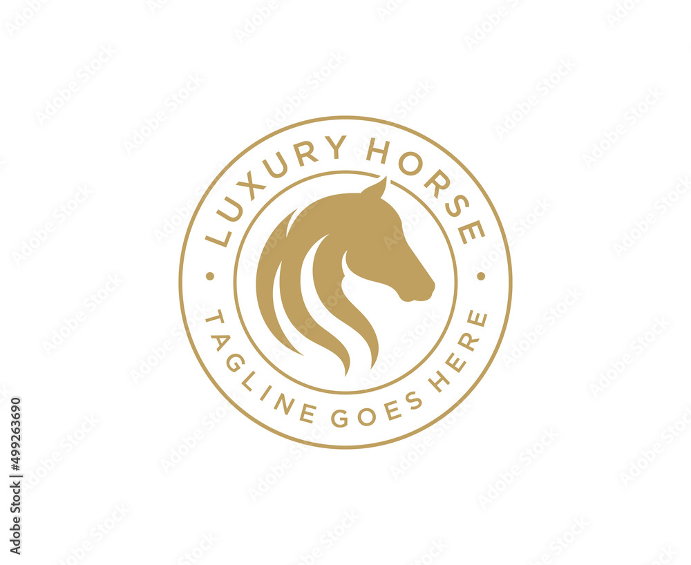Luxury horse head silhouette logo with emblem stamp vector template Luxury horse head silhouette logo with emblem stamp vector template