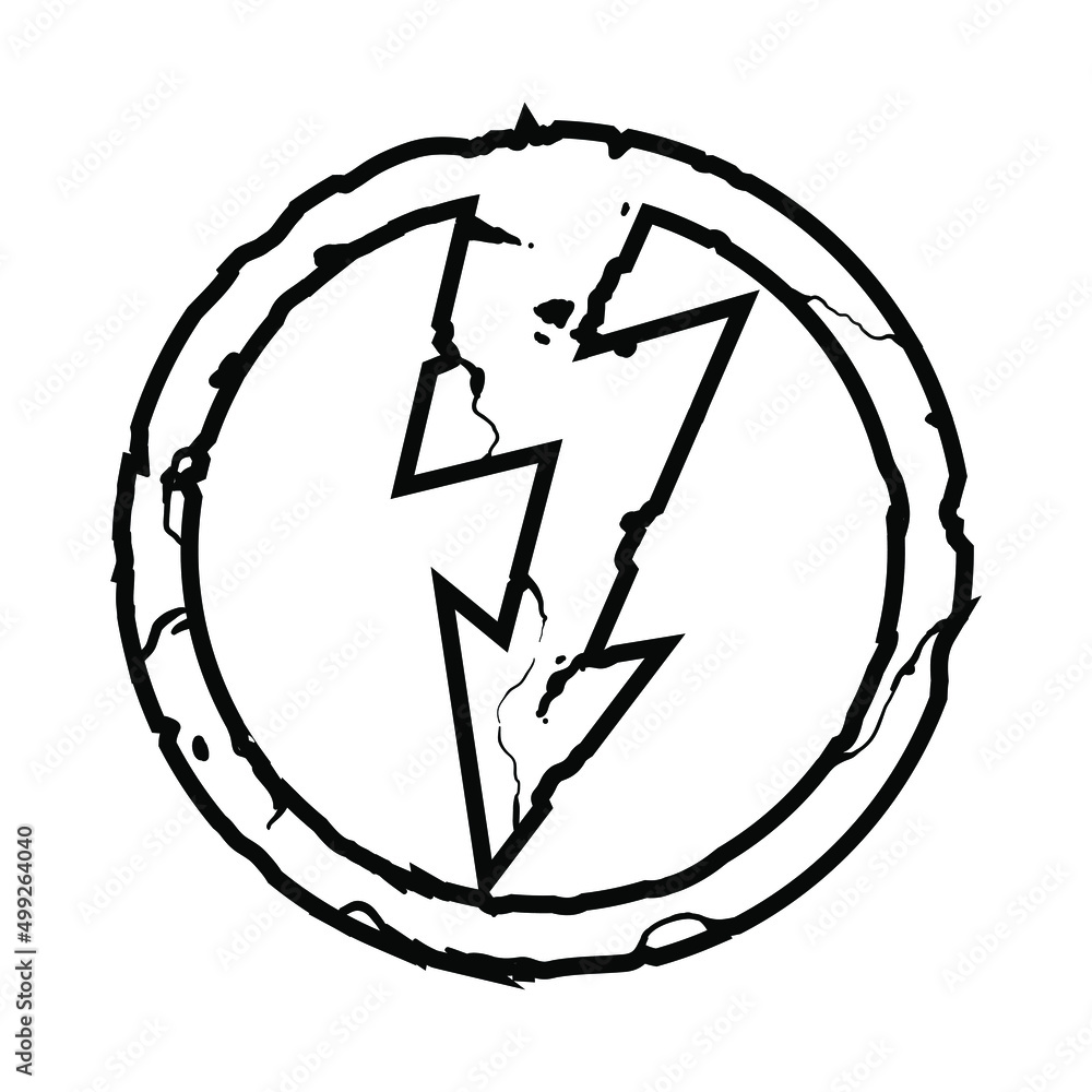 Thunderbolt symbol. Lightning icon. T-shirt print. Hand drawing illustration isolated on white background. Vector EPS 10. Thunderbolt symbol. Lightning icon. T-shirt print. Hand drawing illustration isolated on white background. Vector EPS 10.