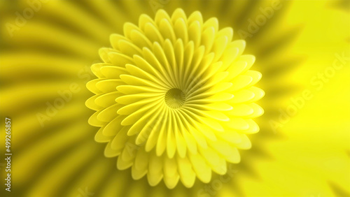 A bright spiral. Motion. The spring  which is twisted like a flower  moves  spins and expands.
