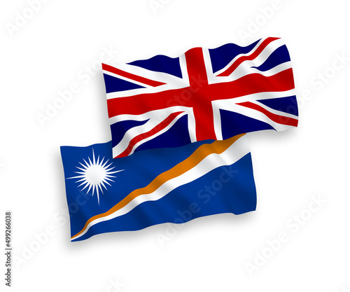 Flags of Great Britain and Republic of the Marshall Islands on a white background