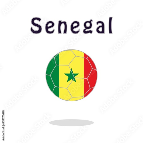 Soccer ball with Senegal flag motif. Vector illustration