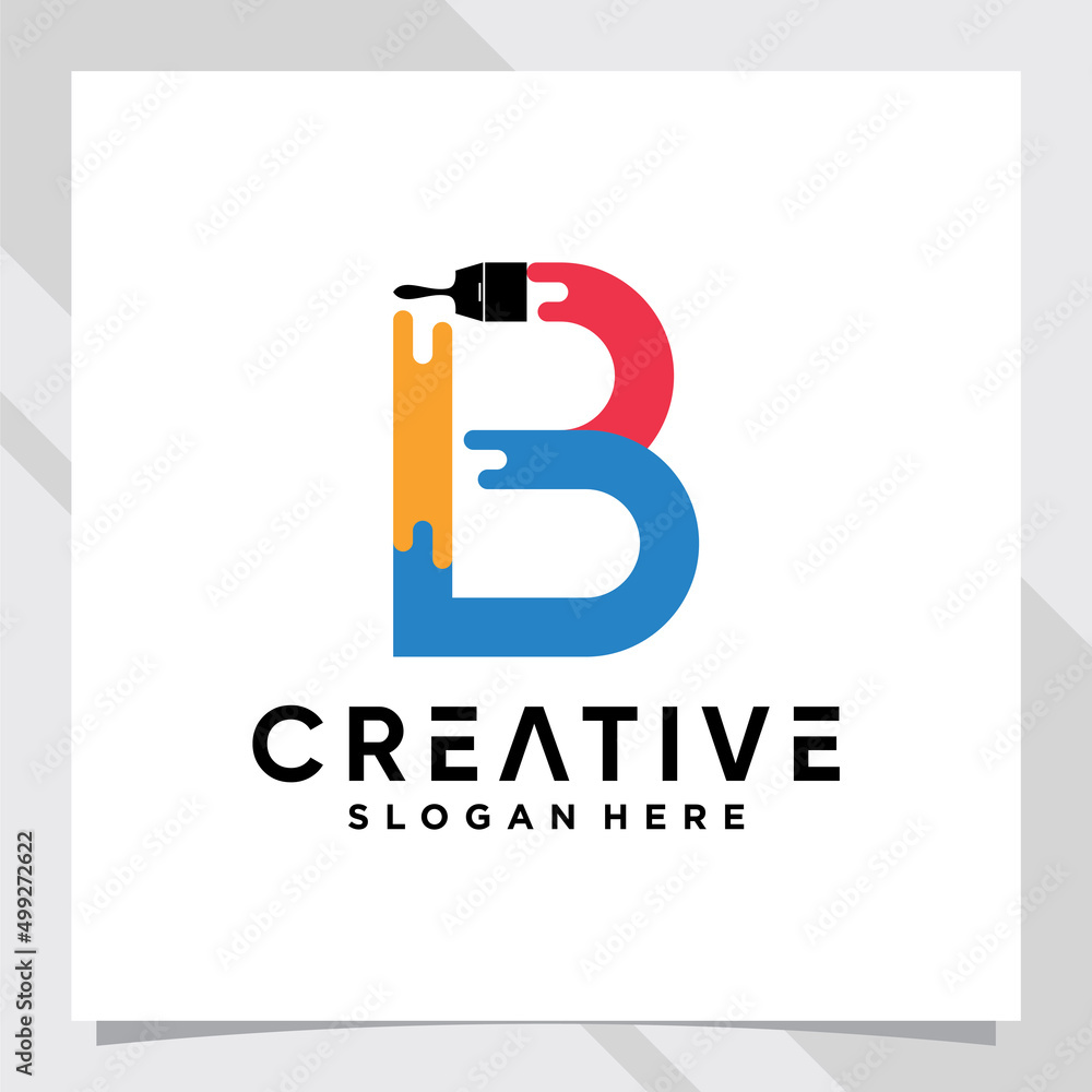 Paint logo design initial letter B with creative concept Paint logo design initial letter B with creative concept