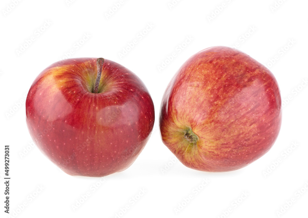 fresh two red apples isolated on white background