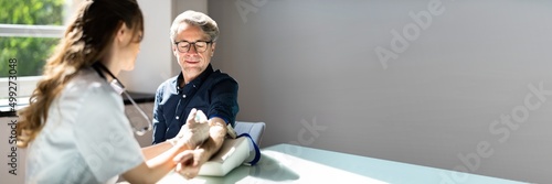 Patient Blood Draw by Doctor. People Donate