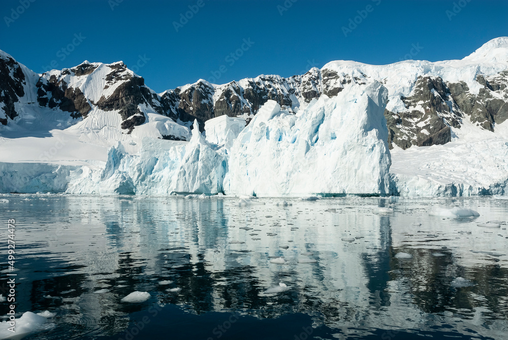 Paradise bay glaciers and mountains, Antartic peninsula, Antartica.. Paradise bay glaciers and mountains, Antartic peninsula, Antartica..