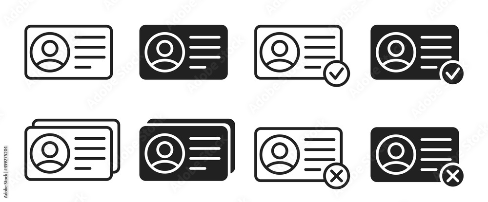 Identification document icon set. ID card symbol, logo. Vector EPS 10 Identification document icon set. ID card symbol, logo. Vector EPS 10