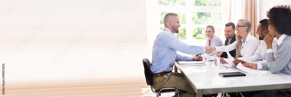 Obraz premium Businessman Shaking Hands At Interview