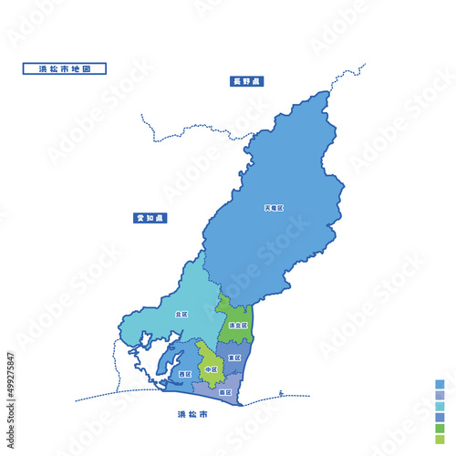 浜松市行政区・浜松市地図 雨の日カラーで色分けしてみた