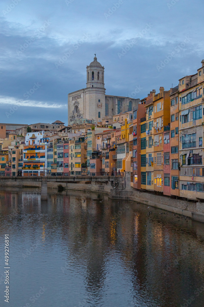 Evening view of Girona city 