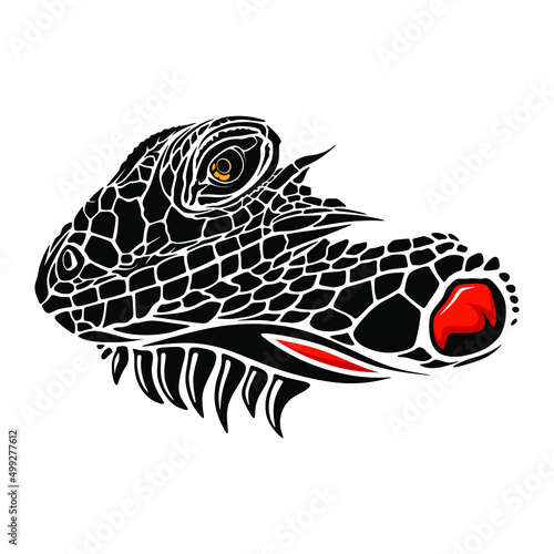 iguana head side view vector illustration