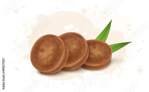 Brown Jaggery Sugar cane Round pieces vector illustration
