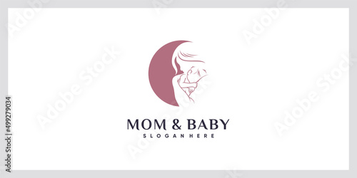 Mom and baby logo with negative space concept