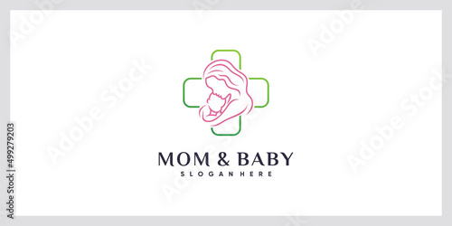 Mom and baby logo with unique concept