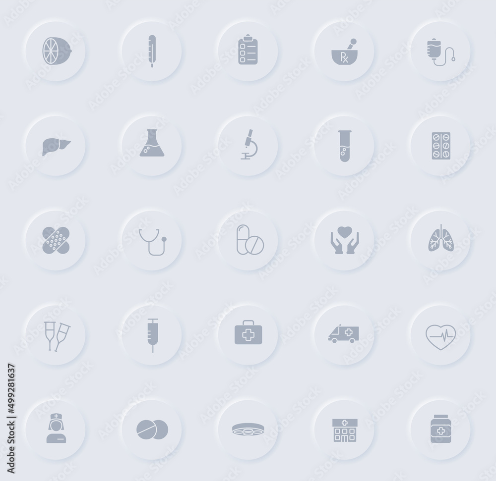 medical gray vector icons on round rubber buttons. medical icon set for web, mobile apps, ui design and promo business polygraphy medical gray vector icons on round rubber buttons. medical icon set for web, mobile apps, ui design and promo business polygraphy