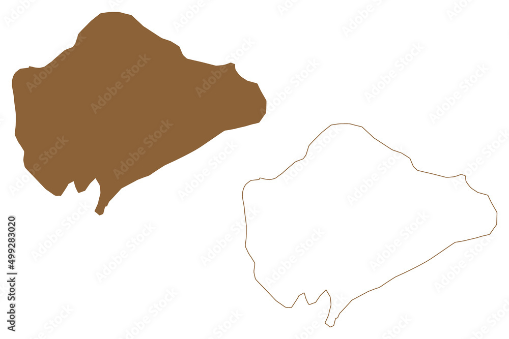 Inaccessible island (United Kingdom of Great Britain and Northern Ireland, Constituent part of Saint Helena, Ascension and Tristan da Cunha) map vector illustration, scribble sketch Inaccessible map
