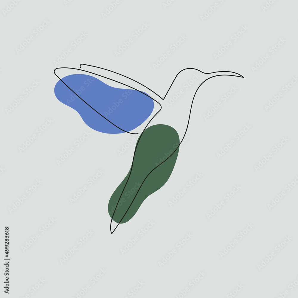 Fototapeta premium Hummingbird. One line drawing. Minimalism.
