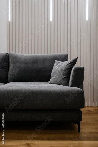 black new sofa for rest in the interior of the house