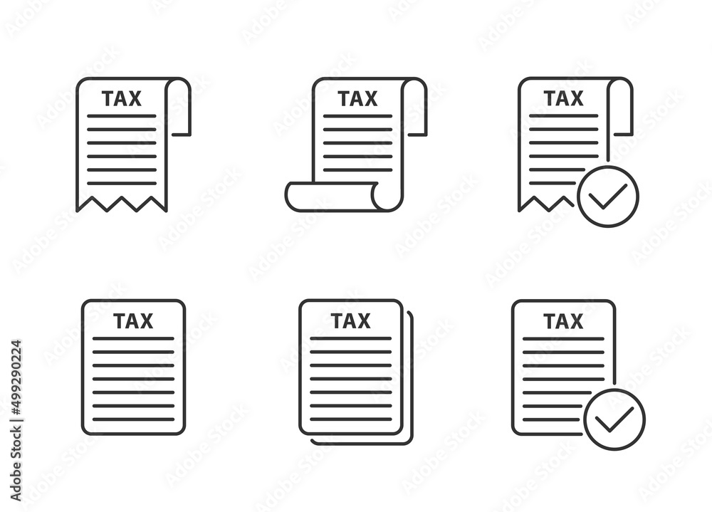 Tax form icon set. Income, credit sign. Vector illustration. Tax form icon set. Income, credit sign. Vector illustration.
