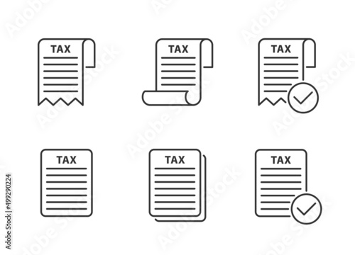 Tax form icon set. Income, credit sign. Vector illustration.