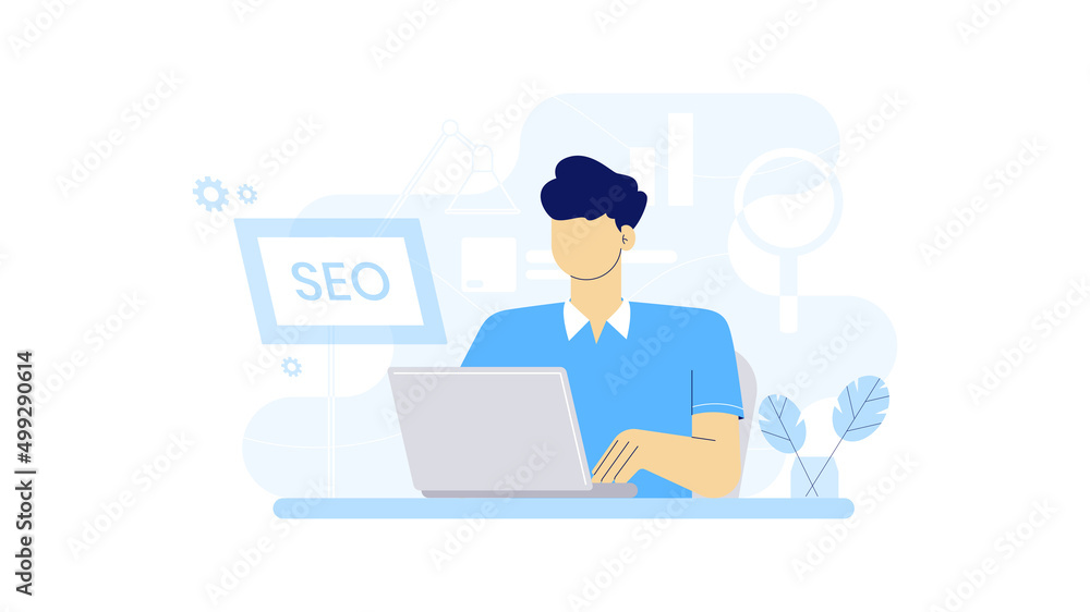 Flat illustration of Internet business SEO strategy Flat illustration of Internet business SEO strategy