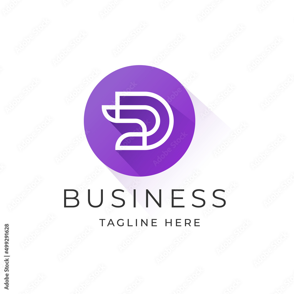 Minimalist letter D monogram style logo design template with circle shape style Minimalist letter D monogram style logo design template with circle shape style