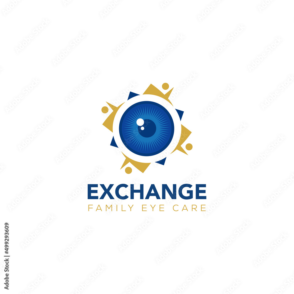 Fototapeta premium exchange family eye care logo ophthalmologist office vector in modern luxury style