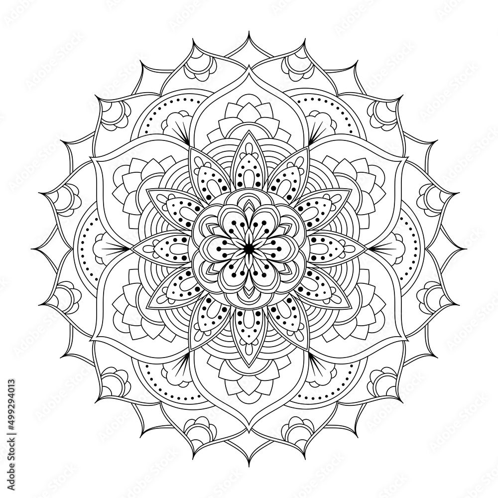 abstract mandala flower coloring page