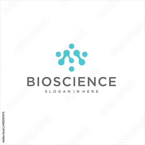 molecule atom logo.letter m bio science vector illustration