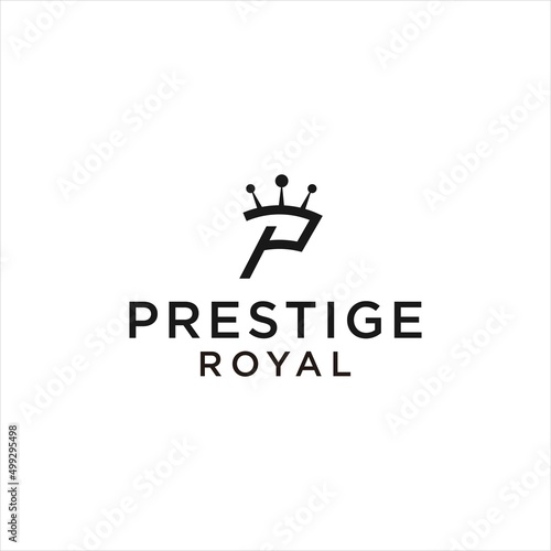 prestige logo design. letter p royal crown vector