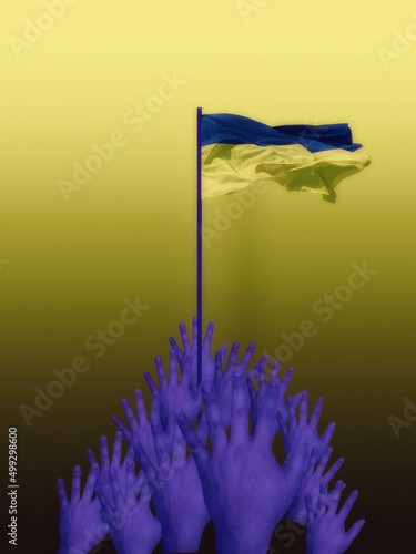 Wallpaper Mural many hands in one pile hold the flag of Ukraine Torontodigital.ca