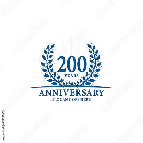 200 years celebrating anniversary logo. 200th years anniversary design template. Vector and illustration. 