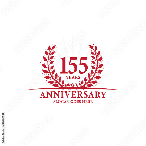 155 years celebrating anniversary logo. 155th years anniversary design template. Vector and illustration. 
