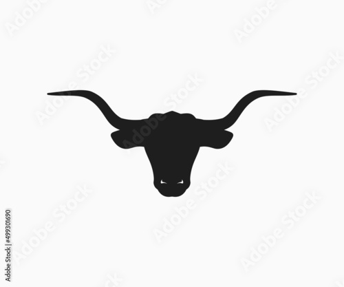 Texas longhorn logo. Bull head Silhouette icon. 