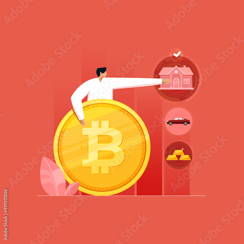 Person Buy house with Bitcoin, The Future Value of Property, Invest in Real Estate
