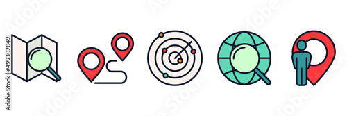 Navigation. location, GPS set icon symbol template for graphic and web design collection logo vector illustration