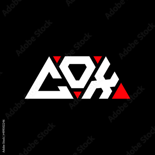 COX triangle letter logo design with triangle shape. COX triangle logo design monogram. COX triangle vector logo template with red color. COX triangular logo Simple, Elegant, and Luxurious Logo...