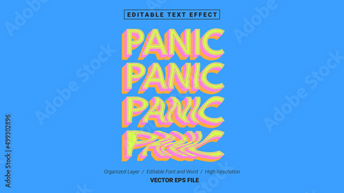Editable Panic Font Typography Template Text Effect Style Lettering Vector Illustration Logo